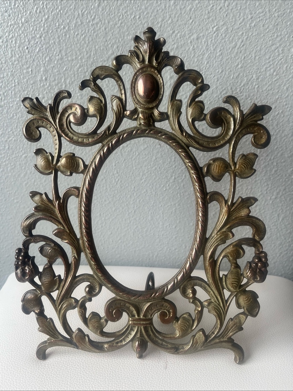 Antique Cast Iron Bronzed Ornate Picture Frame Victorian REPAIRED